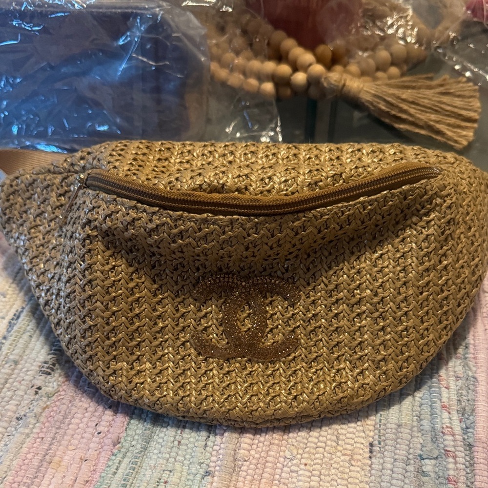 Tan Woven Belt Bag